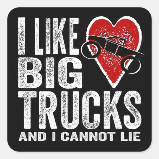 Sticker Carré J'aime de GRANDS camions (Devant)