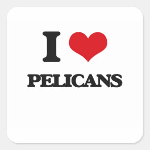 Sticker Carré J'aime des pélicans