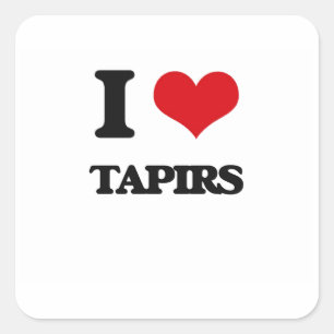 Sticker Carré J'aime des tapirs