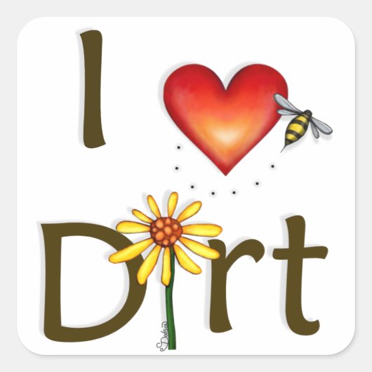 Sticker Carré J'aime Dirt (Devant)
