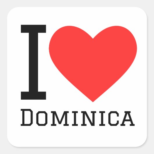 Sticker Carré J'aime dominica (Devant)