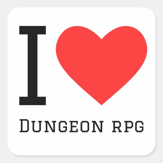 Sticker Carré J'aime dungeon rpg (Devant)