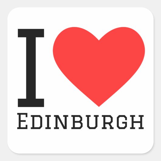Sticker Carré J'aime Édimbourg (Devant)