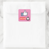 Sticker Carré J'aime et je m'abonne (Sac)
