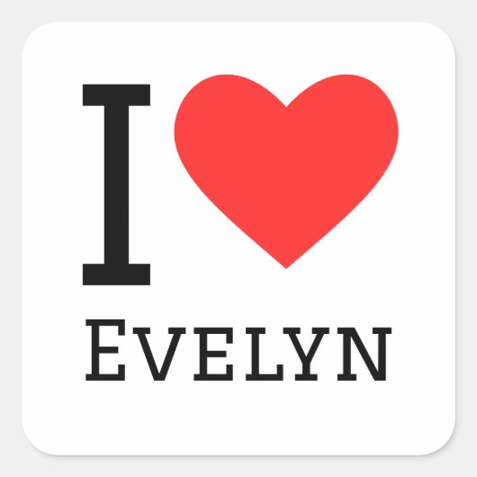 Sticker Carré J'aime Evelyn (Devant)