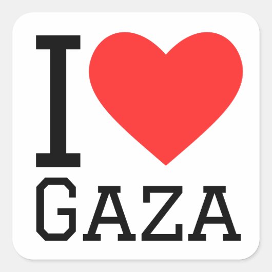 Sticker Carré J'aime gaza (Devant)