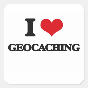 Sticker Carré J'aime Geocaching
