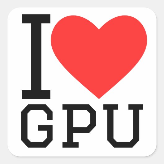 Sticker Carré J'aime gpu (Devant)