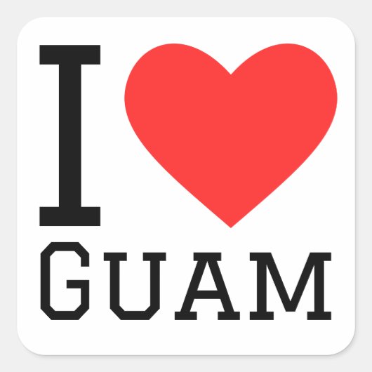 Sticker Carré J'aime Guam (Devant)