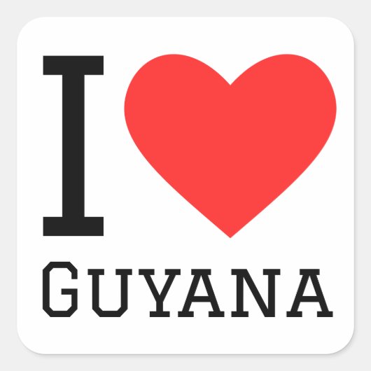 Sticker Carré J'aime Guyana (Devant)