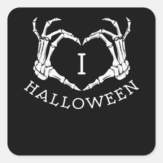 Sticker Carré J'aime Halloween (Devant)