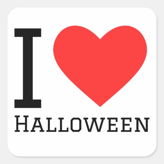 Sticker Carré J'aime Halloween (Devant)