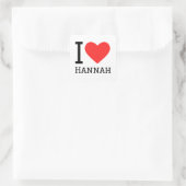 Sticker Carré J'aime Hannah (Sac)