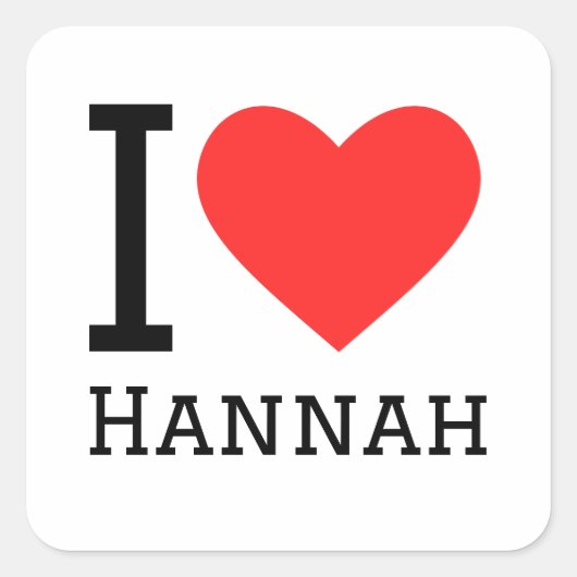 Sticker Carré J'aime Hannah (Devant)