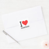 Sticker Carré J'aime Hannah (Enveloppe)