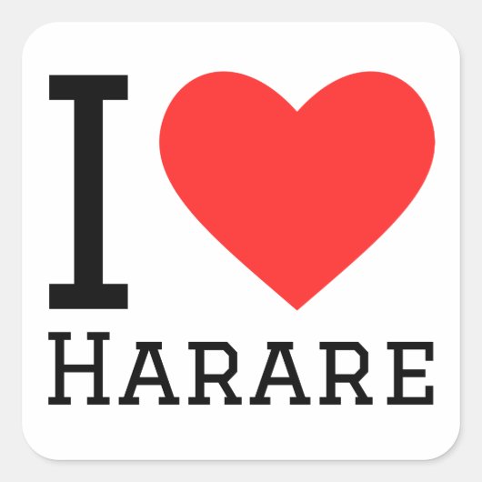 Sticker Carré J'aime Harare (Devant)