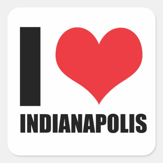 Sticker Carré J'aime Indianapolis (Devant)