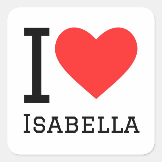 Sticker Carré J'aime isabella (Devant)
