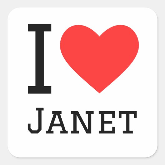 Sticker Carré J'aime janet (Devant)
