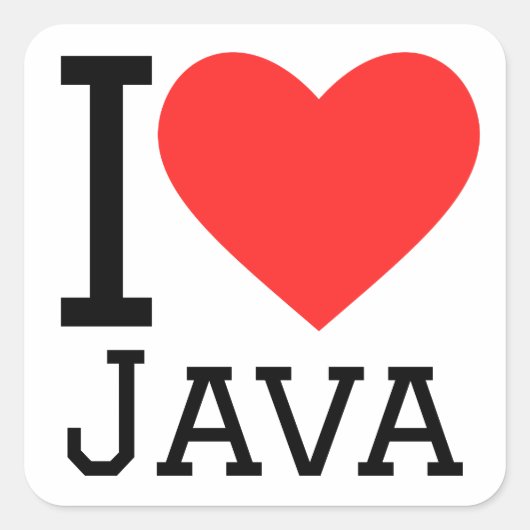 Sticker Carré J'aime Java (Devant)