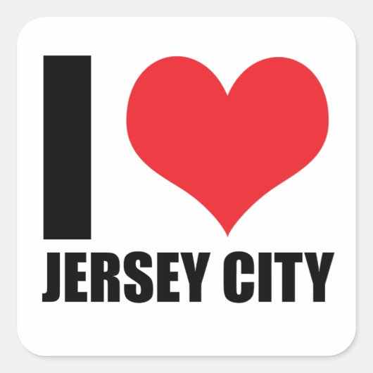 Sticker Carré J'aime Jersey City (Devant)