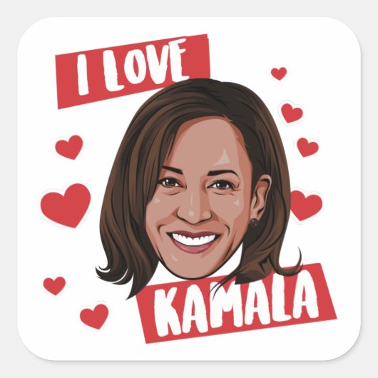 STICKER CARRÉ J'AIME KAMALA (Devant)