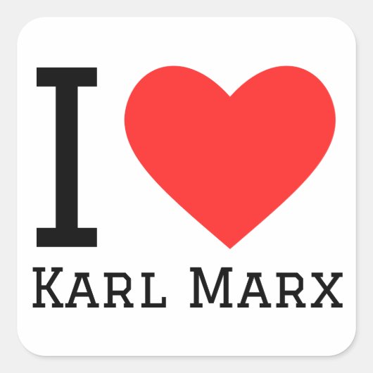 Sticker Carré J'aime Karl Marx (Devant)