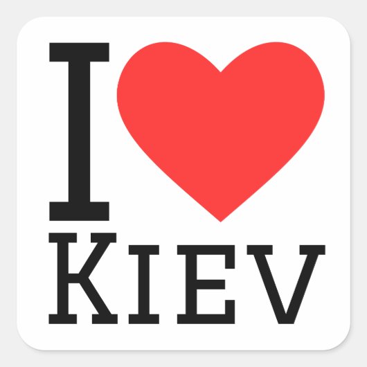 Sticker Carré J'aime kiev (Devant)