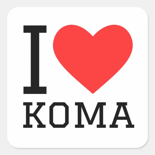 Sticker Carré J'aime koma (Devant)
