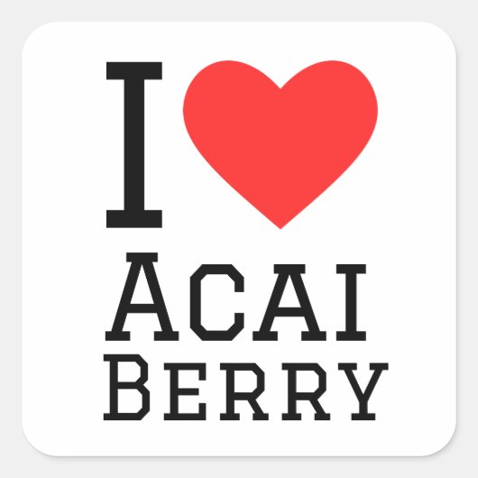 Sticker Carré J'aime la baie d'acai (Devant)