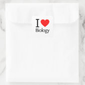 Sticker Carré J'aime la biologie (Sac)