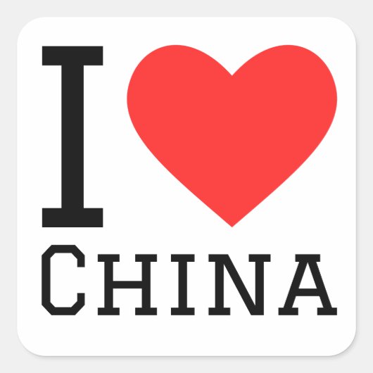 Sticker Carré J'aime la Chine (Devant)