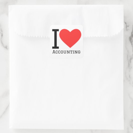Sticker Carré J'aime la comptabilité (Sac)