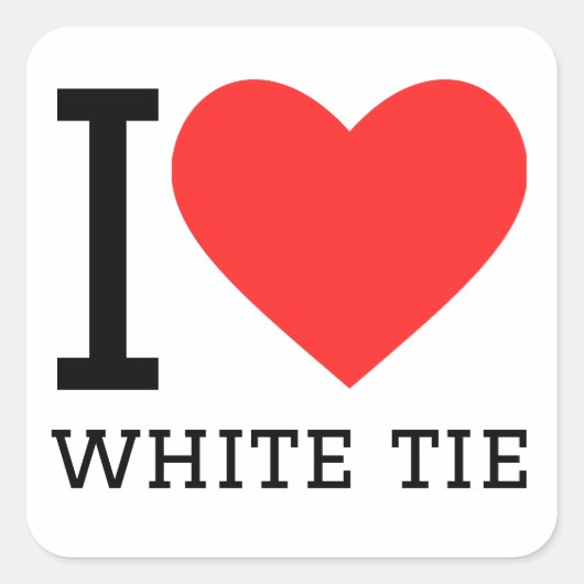 Sticker Carré J'aime la cravate blanche (Devant)