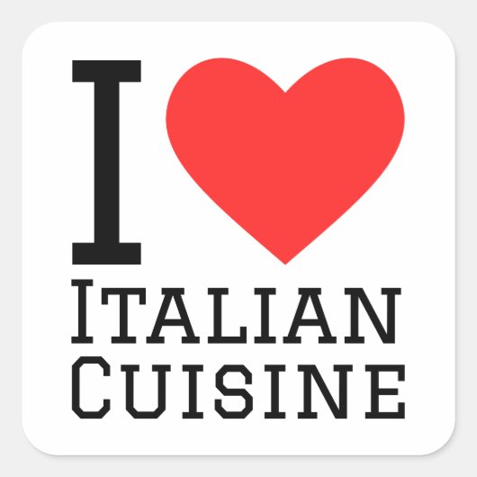 Sticker Carré J'aime la cuisine italienne (Devant)