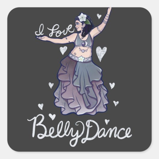 Sticker Carré J'aime la danse du ventre (Devant)