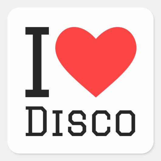 Sticker Carré J'aime la discothèque (Devant)