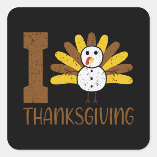 Sticker Carré J'aime la fête de Thanksgiving Jour de la dinde Fa