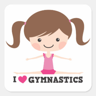 Sticker Carré J'aime la fille mignonne de bande dessinée de