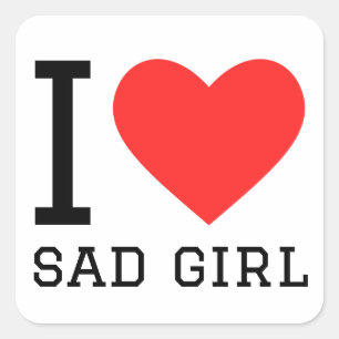 Sticker Carré J'aime la fille triste