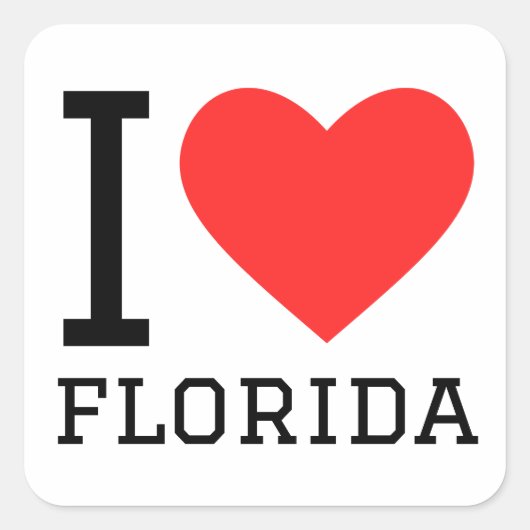 Sticker Carré J'aime la floride (Devant)