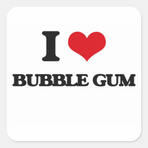 Sticker Carré J'Aime La gomme À Bulles