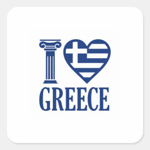 Sticker Carré J'aime la Grèce