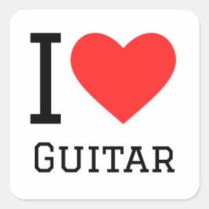 Sticker Carré J'aime la guitare