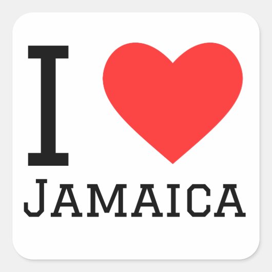 Sticker Carré J'aime la Jamaïque (Devant)