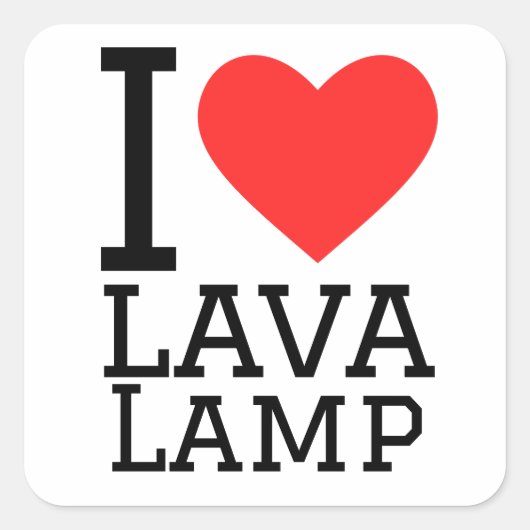 Sticker Carré J'aime la lampe à lave (Devant)