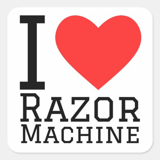 Sticker Carré J'aime la machine à rasoir (Devant)