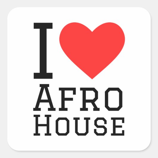 Sticker Carré J'aime la maison Afro (Devant)
