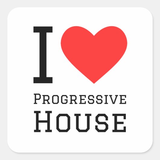 Sticker Carré J'aime la maison progressive (Devant)