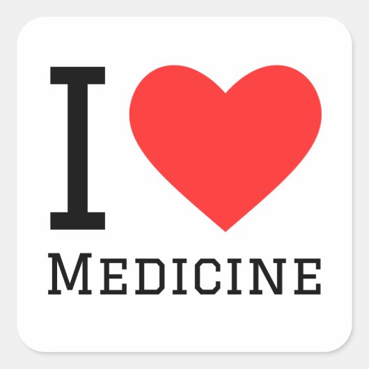 Sticker Carré J'aime la médecine (Devant)